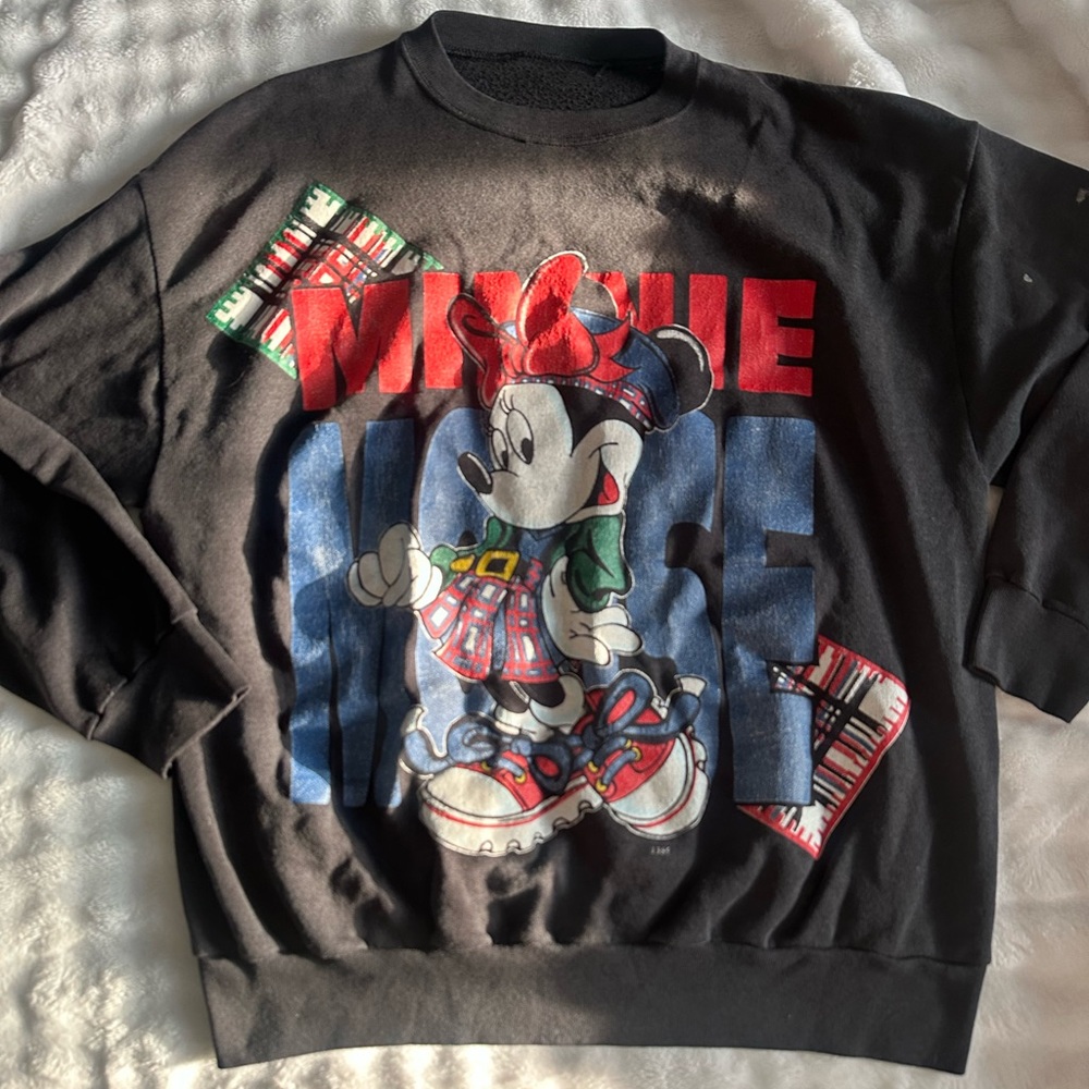 Disney Minnie Mouse Black and Red Crewneck Sweater